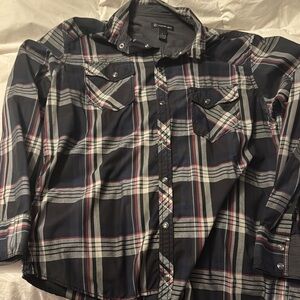 I.N.C. Men's Black and Gray Plaid Shirt